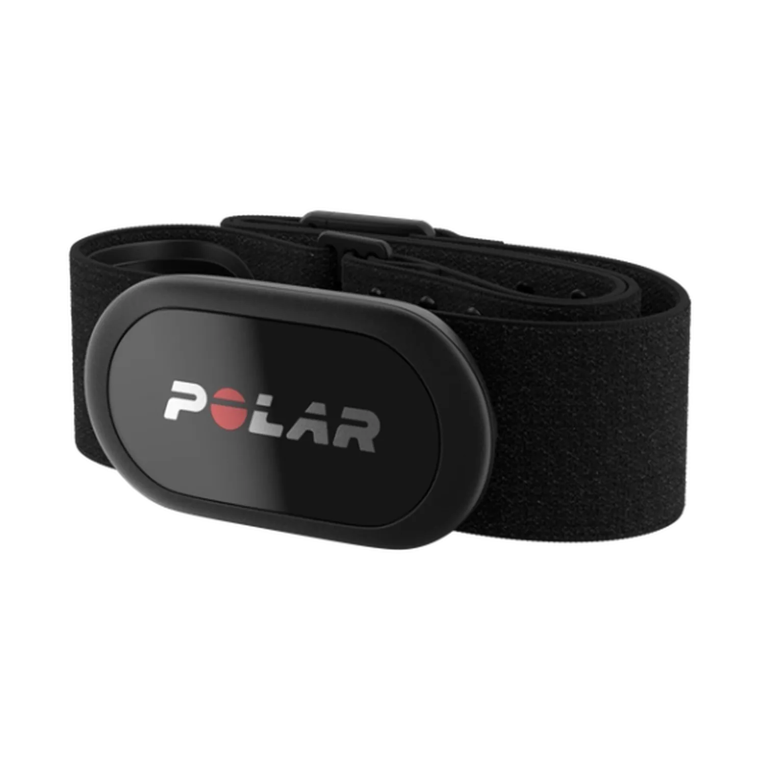 Polar chest-strap heart rate monitor: sensor pod mounted on an adjustable strap for accurate heart rate and ECG capture.