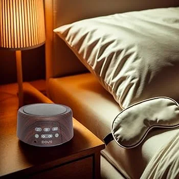 Bedside white noise sleep sound machine used to reduce nighttime noise and improve sleep quality