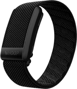 Whoop 4.0 wearable band for sleep tracking, showing minimalist strap design used for HRV, recovery, and sleep performance monitoring.