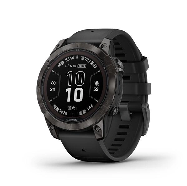 Garmin Fenix 7 Pro Solar multisport smartwatch displaying HRV stress tracking, Body Battery energy monitoring, GPS fitness metrics, and wellness analytics on wrist
